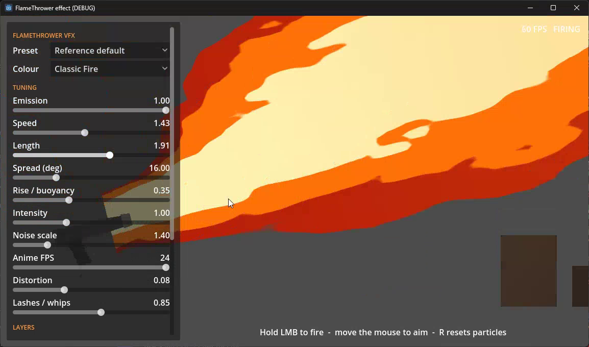 Flamethrower VFX gameplay
